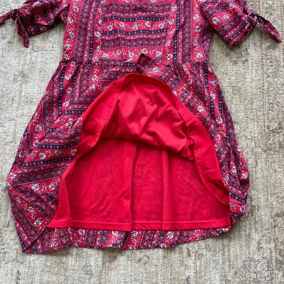 Red Floral print Entro Cotton dress size S - Picture 10 of 11